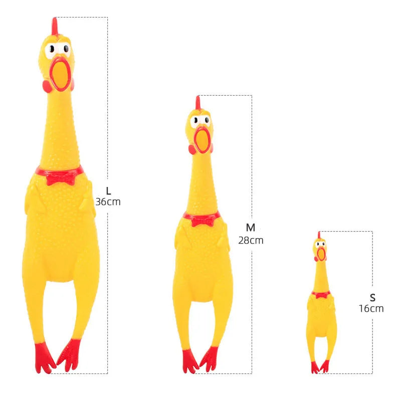 Brinquedo de Borracha Durável para Cães - Frango Gritador Amarelo